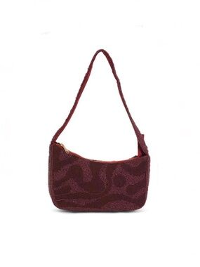 NATASHA Burgundy Beaded Handbag With Short Shoulder Strap NWTS